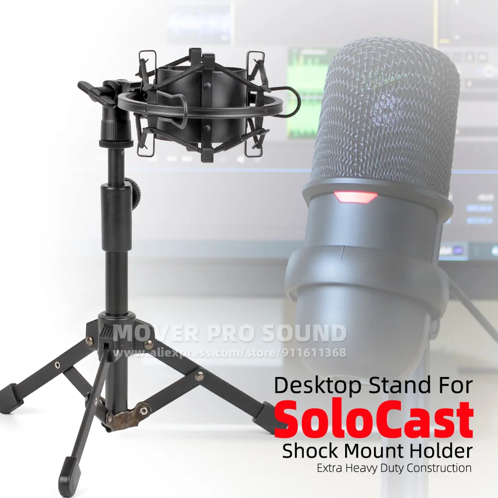 Tabletop Microphone Extending Tripod Stand For HyperX SoloCast Hyper X Solo Cast Mic Desk Shock Mount Anti Vibration Mike Holder