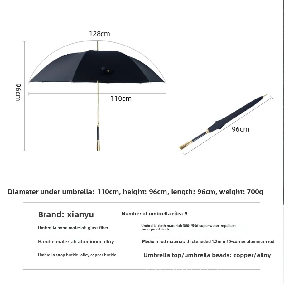 Golden Aluminum Alloy Handle, Scepter Umbrella, Light Luxury, High-end, Long Handle Umbrella, Suitable For Sunny And Rainy Days 5