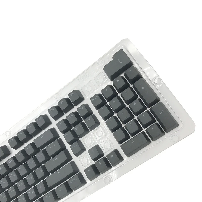104 Tombol Retro Bulat Tombol Double Shot DIY Rusia Bahasa Inggris Lampu Latar PBT Mesin Tik Tombol untuk Backlit Berkelas Pemain