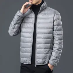 Autumn Winter Men Thin Parkas Fashion Casual Stand Collar Solid Pockets Zipper Loose Warm Long Sleeve Cardigan Cotton Coats Tops