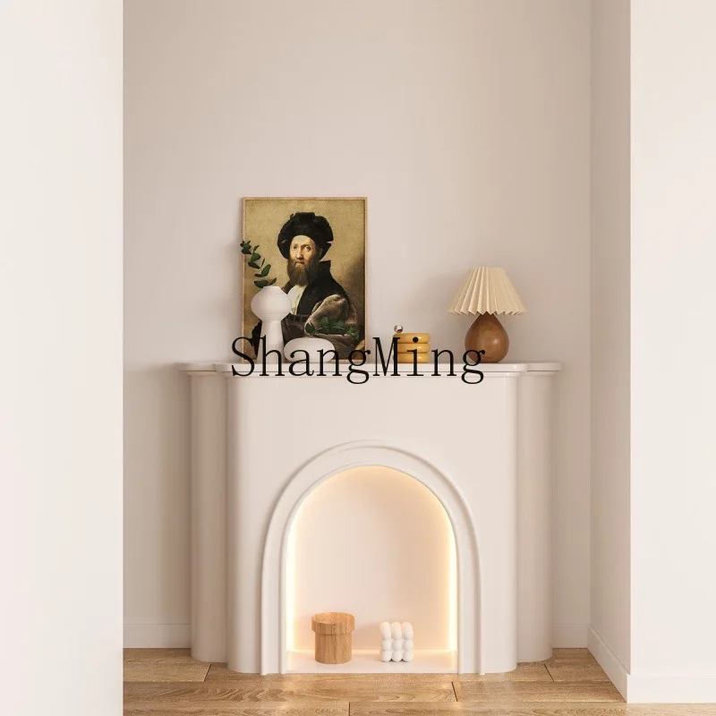 FG good-looking  Cream Wind Display Cabinet Homestay Fireplace Living Room Decoration Cabinet Luminous Storage