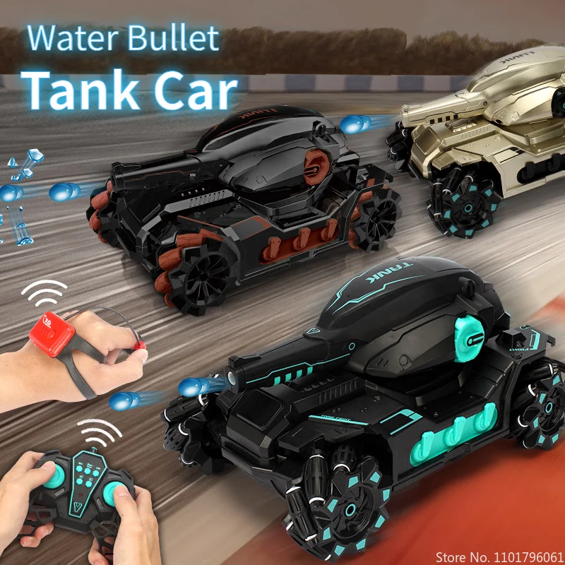 2.4G RC Car Toy 4WD Water Bomb Tank RC Toy Shooting Competitive Gesture Controlled Tank Remote Control Drift Car for Kids Boy