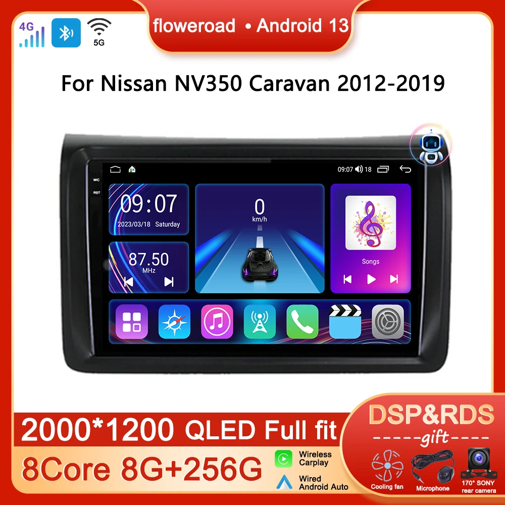 

Stereo 2 DIN Car Radio Multimedia Player For Nissan NV350 Caravan 2012 -2019 Android Navigation GPS Apple Carplay Autoradio WIFI