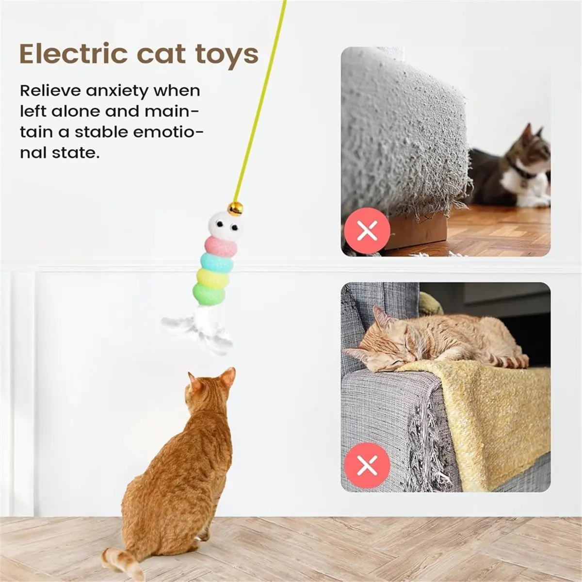 update. Cat Toy Door Hanging Cat Toy, Interactive Cat Toy with Adjustable Elastic Cords with USB Charging for Running B
