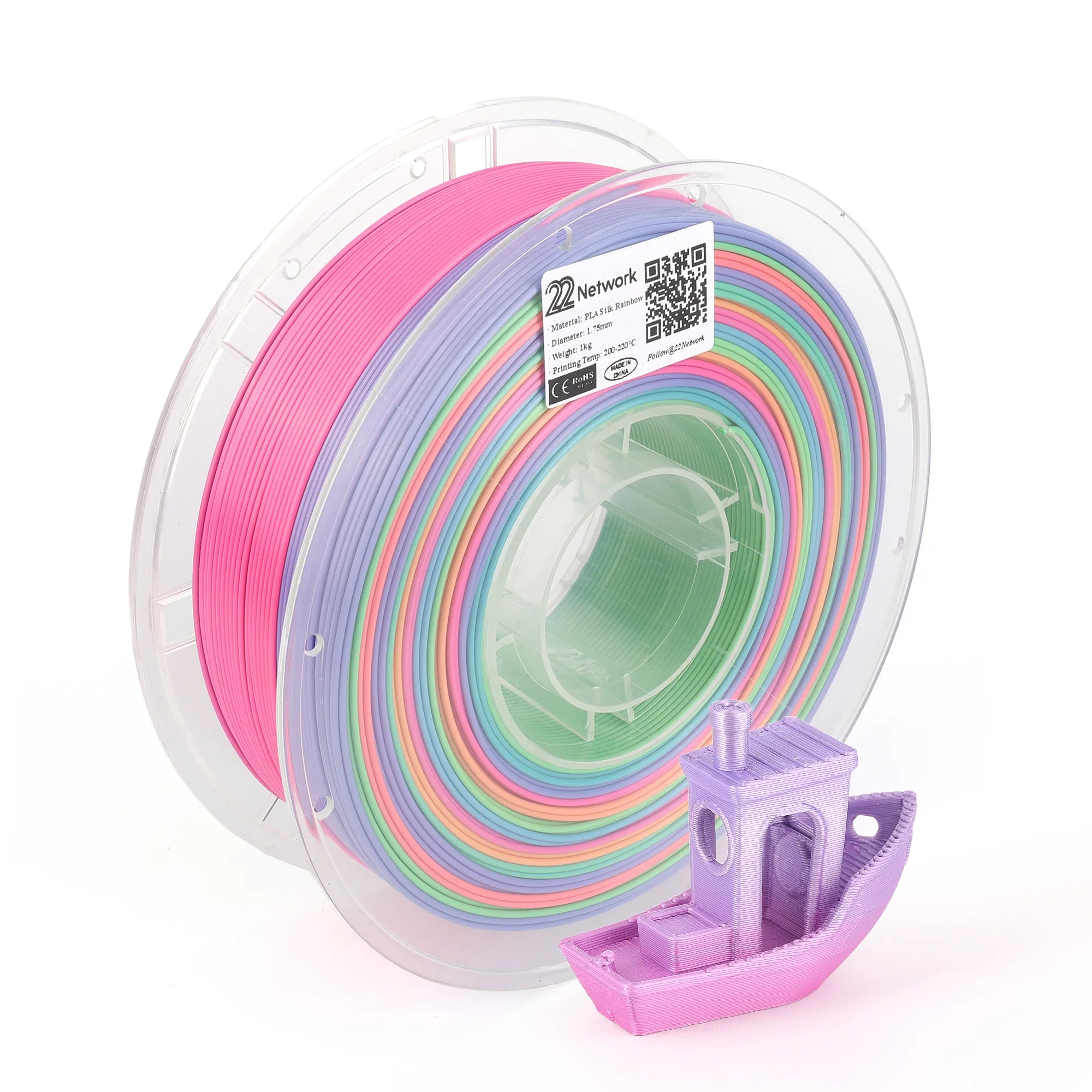 Silk Rainbow PLA 3D Printer Filament 1.75mm High Gloss Gradient Color Spool 1kg High Abrasion Resistant Moulding  3D Printing