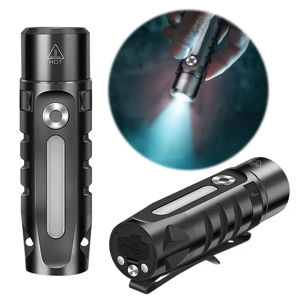 

Aluminum Alloy EDC Mini Keychain Flashlight Multi-light Source with Clip & Tail Magnet Strong Light Flashlight