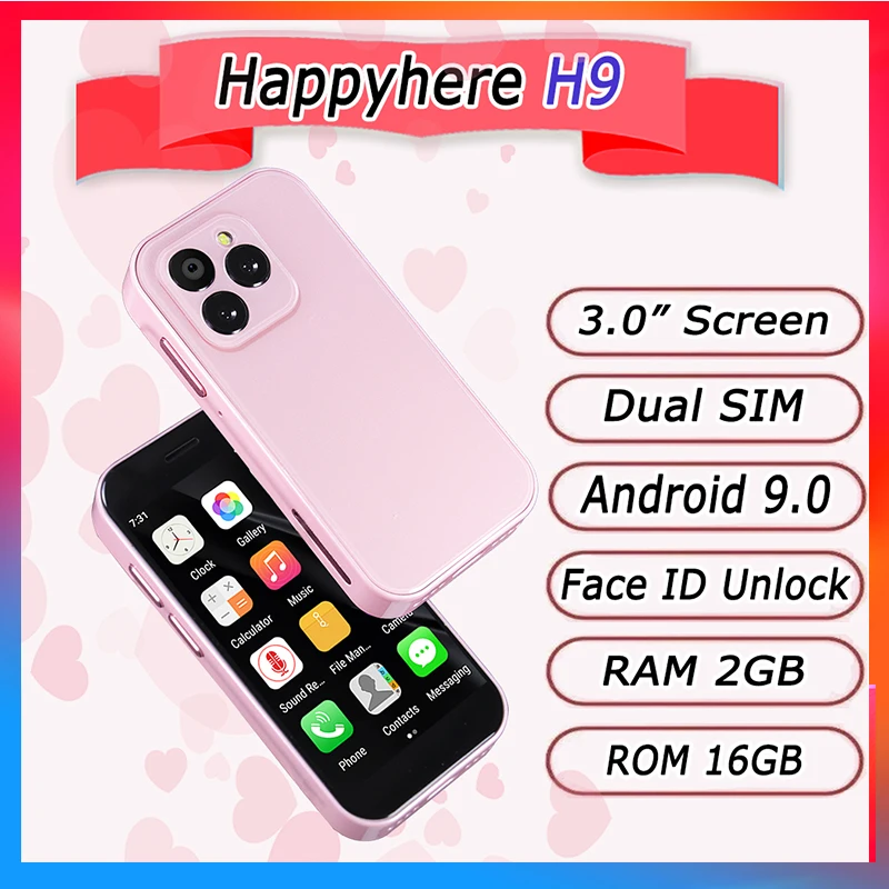 Mini Smartphone Android 9.0 LTE 4G WCDMA 3G 2600mAh 3.0 Inch Display  WIFI Face Recoginition OTG Small Mobile Phone Happhere H9