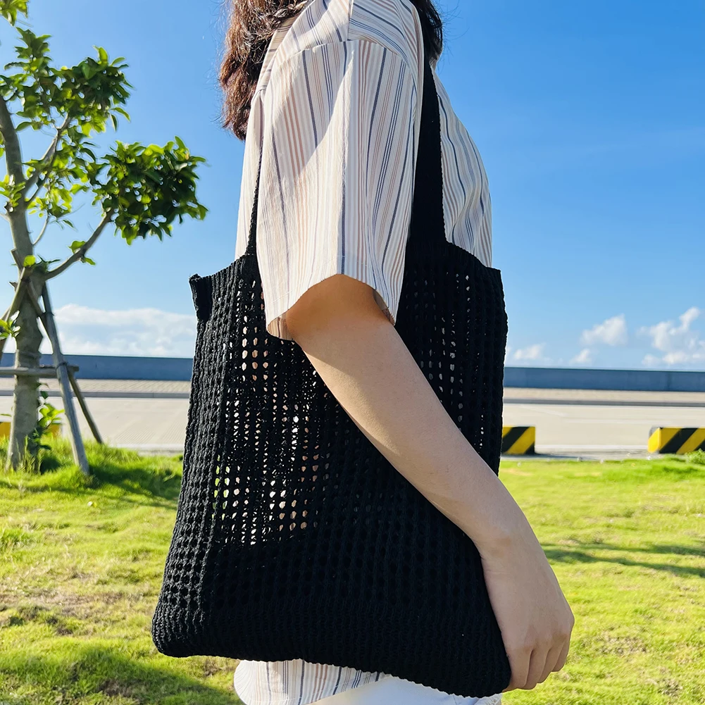 

Fashion Women Shoulder Handbags Hollow Out Knitted Shoulder Totes Large Capacity Shopping Bags for Daily Leisure Shopping Travel