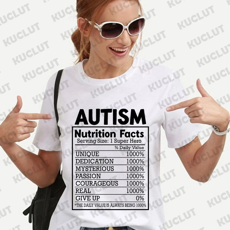 Autism Nutrition Shirt for Women Autism Awareness Month Tshirts Harajuku Quote T-shirts Funny Autism Acceptance Unisex Y2k Tops