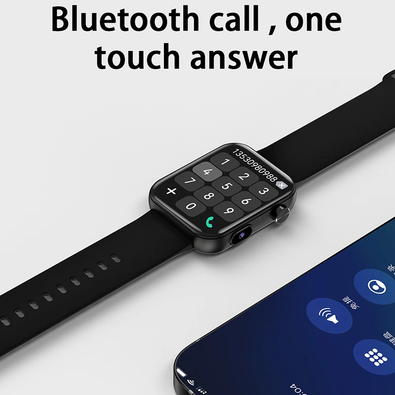 กล้อง 2K HD 512MB กล้องสมาร์ทวอทช์ 1.91 "HD รับสายโทรออกถ่ายวิดีโอการบันทึกเสียงเพลงกีฬานาฬิกาสมาร์ทกันน้ำ