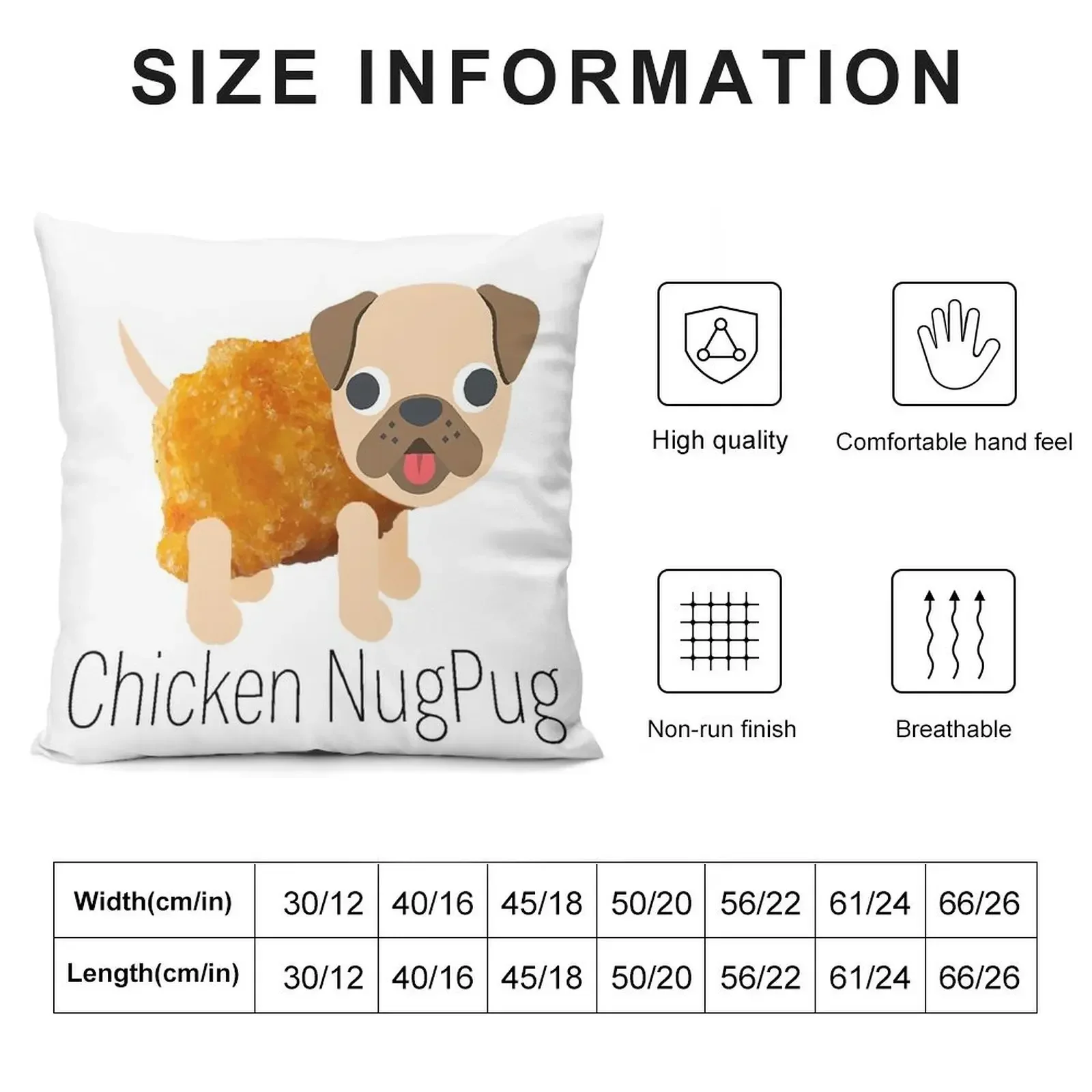 Chicken NugPug - Pug Chicken Nugget Throw Pillow Luxury Cushion Cover Cushion Cover Luxury pillow