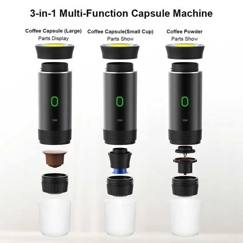 3-in-1 Capsule Powder Coffee Machine Espresso American Drip coffee maker Coffee Extractor heating cup Rechargeable for car home