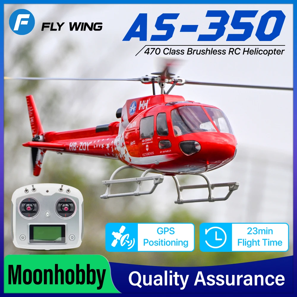 FLYWING RC Helicopter AS-350 Scale 470 Class Plane ACE Flight Controller with M10 GPS Auto RTH 23Min Flight Brushless Helcopter