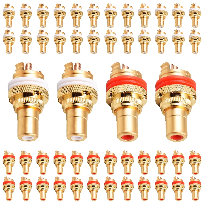 5/20PCS Audiophile RCA Female RCA Jack Plug CMC RCA Socket For Speakers Terminals Audio Wire Connectors Copper Gold Plated Panel