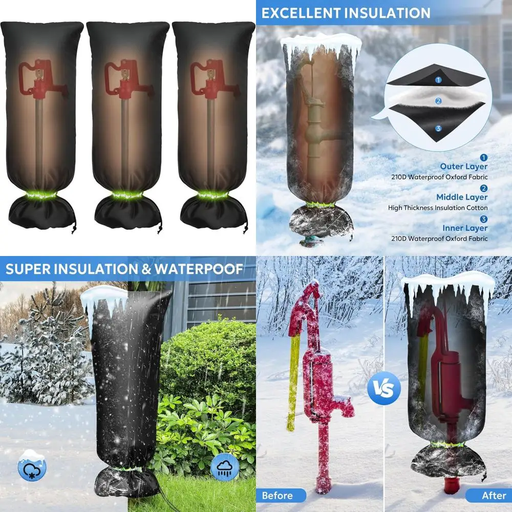 

Зимние чехлы для уличных смесителей, изолированные нагрудники для шлангов 15x35, упаковка из 3 водонепроницаемых и многоразовых защитных патрубок