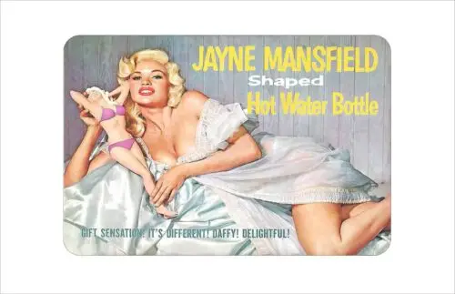 1955 Jayne Mansfield Shaped Hot Water Bottle Reproduction metal sign