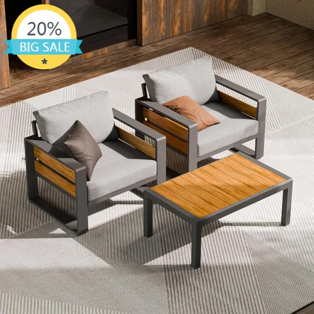 

Бестселлер: алюминиевая уличная мебель для патио - 2 кресла и журнальный столик, всепогодная металлическая современная уличная мебель с функцией регулировки.