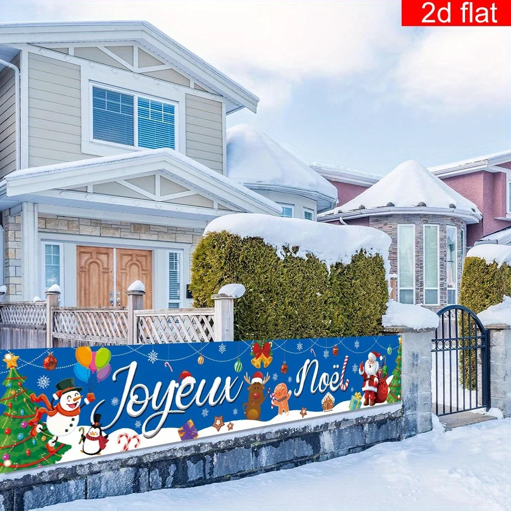 1pc 2D Flat Christmas Yard Banner, Snow Scene Snowman & Pancake Man Pattern, Outdoor Garden Winter Party Photo