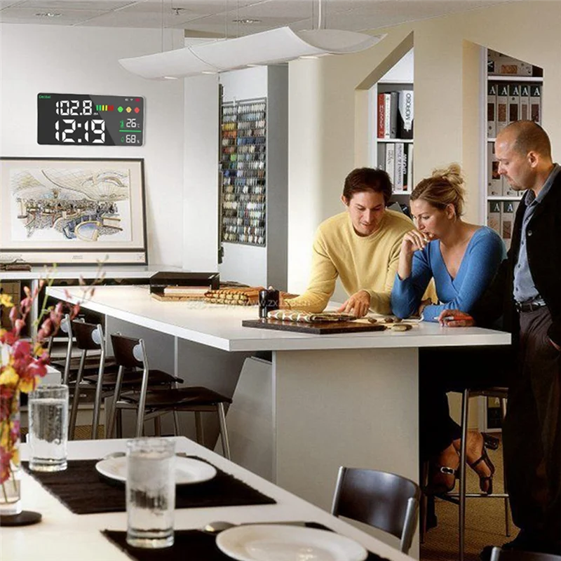 B66C TUYA Wifi Digital Decibel Sound Meter Wall Mounted Smart Noise Tester Temperature and Humidity Monitor LED Large Screen