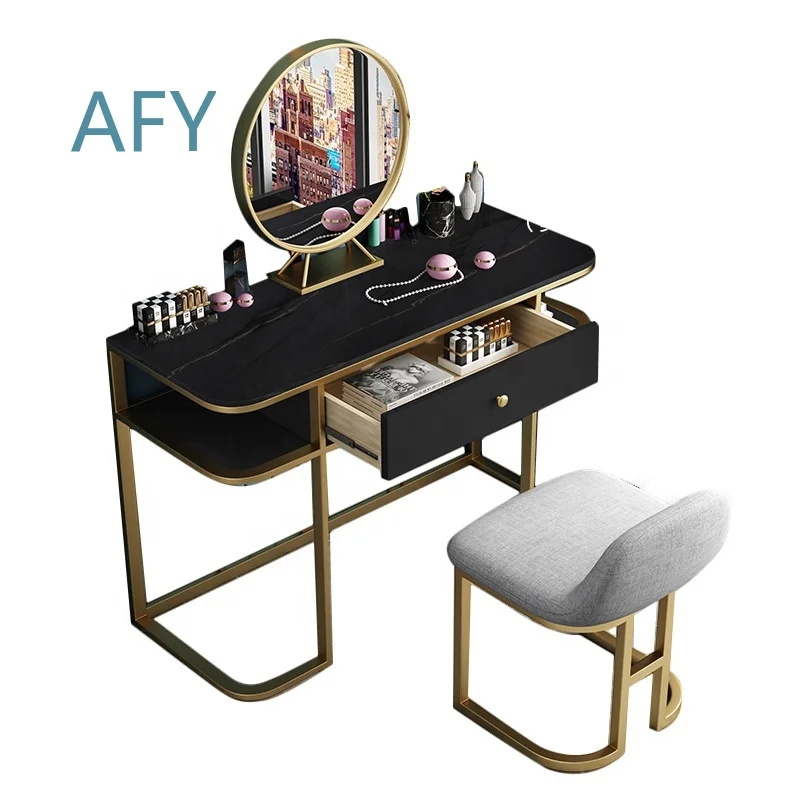 Dressing Table Makeup Speaker Vanity Table with LED Mirror and Drawers for Home Bedroom Office Decor for iPhone Android
