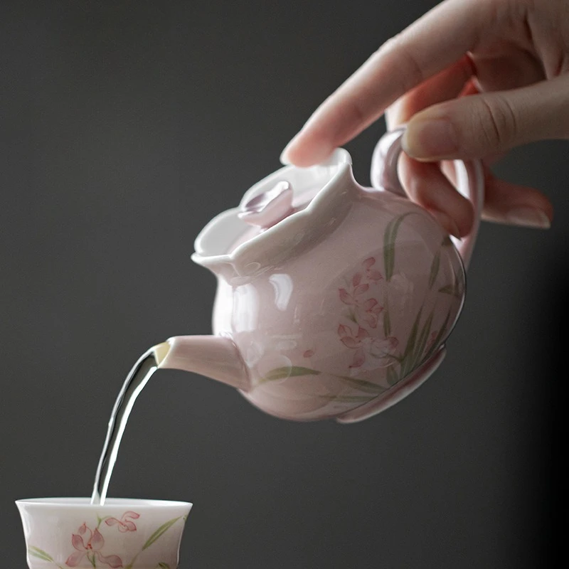 

Керамический креативный чайник ручной работы с гранатом, чистый ручная роспись, чайник для заваривания орхидей, один горшок с отверстием для фильтра