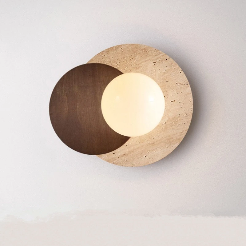 wabi-sabi-jaune-travertin-pierre-bois-applique-ronde-pour-salle-a-manger-couloir-allee-chambre-chevet-applique-murale-fond-escalier