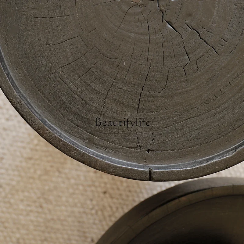 طاولة قهوة جانبية مقاس 04، غرفة معيشة، طاولة رصيف الرياح B & B wabi-sabi، مجموعة إبداعية من السجل الأسود