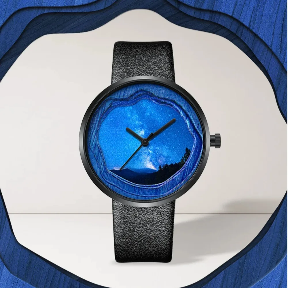Mark Fairwhale 5480 Simple Women's Quartz Watch 40mm Starry Ocean Color Waterproof Belt Fashion Watch for Women