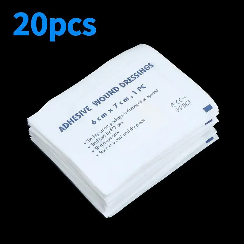 20Pcs 6*7cm Hypoallergenic Non-woven Wound Dressing Band Aid Bandage Disposable Breathable Self-adhesive Adhesive Tape