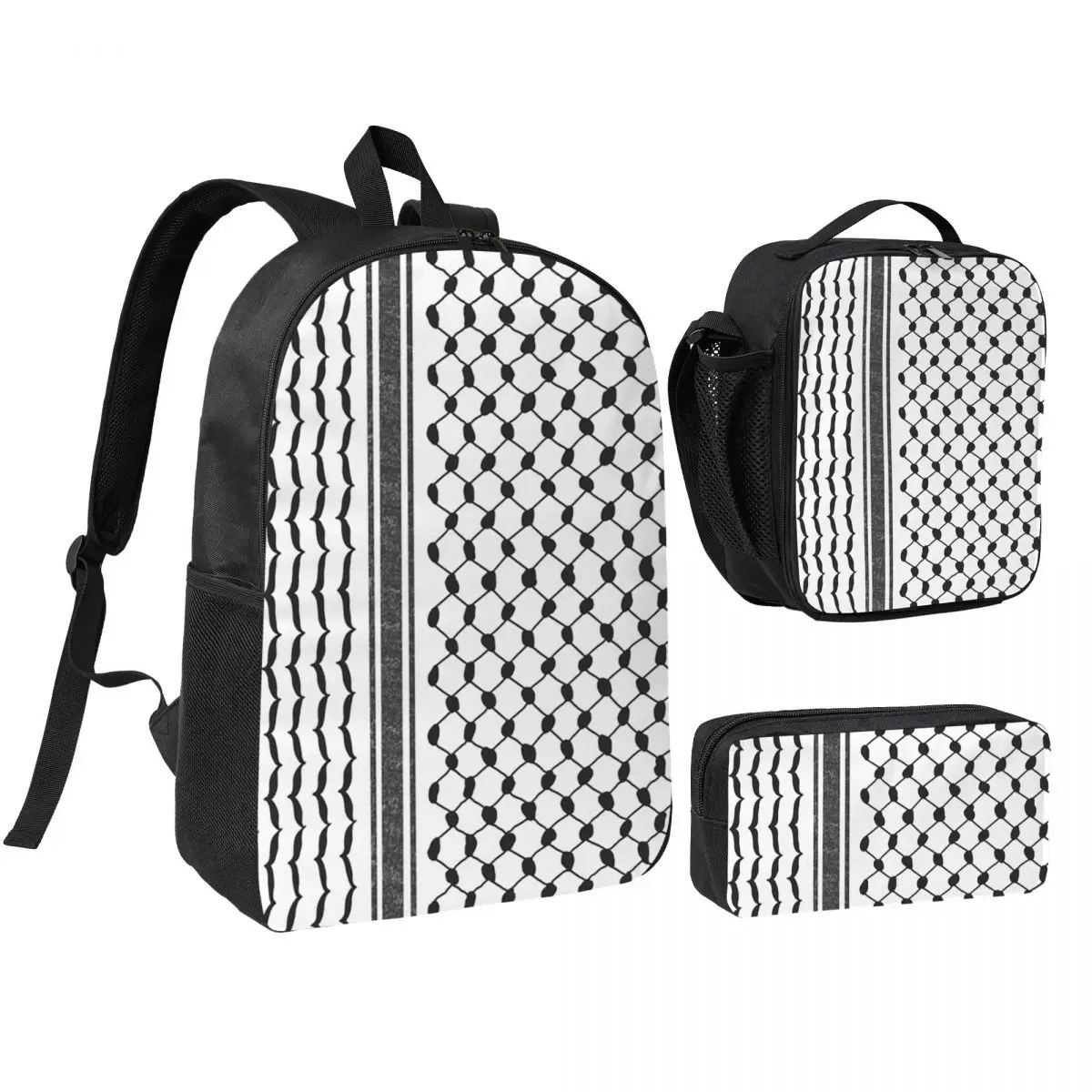 Hattah (Keffiyeh) Backpack Student Boys Girls BookBag School Bag Laptop Shoulder Bags 3ps Insulated Lunch Bag Pencil Case