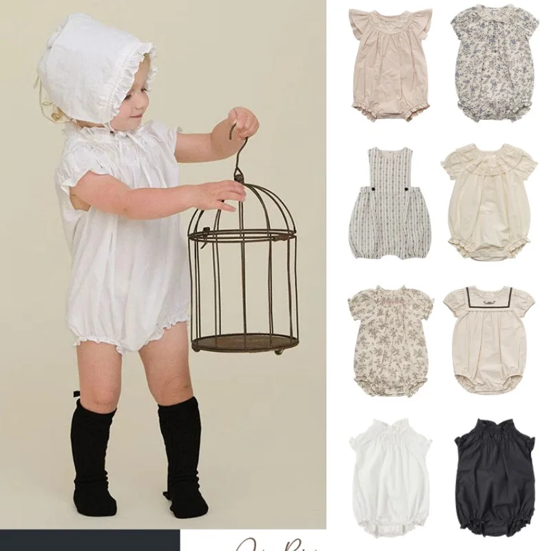 

Детская одежда для ползания 2026: Новая летняя коллекция, милые комбинезоны-песочники с принтом, хлопковые, облегающие, комфортные, в виде сумки