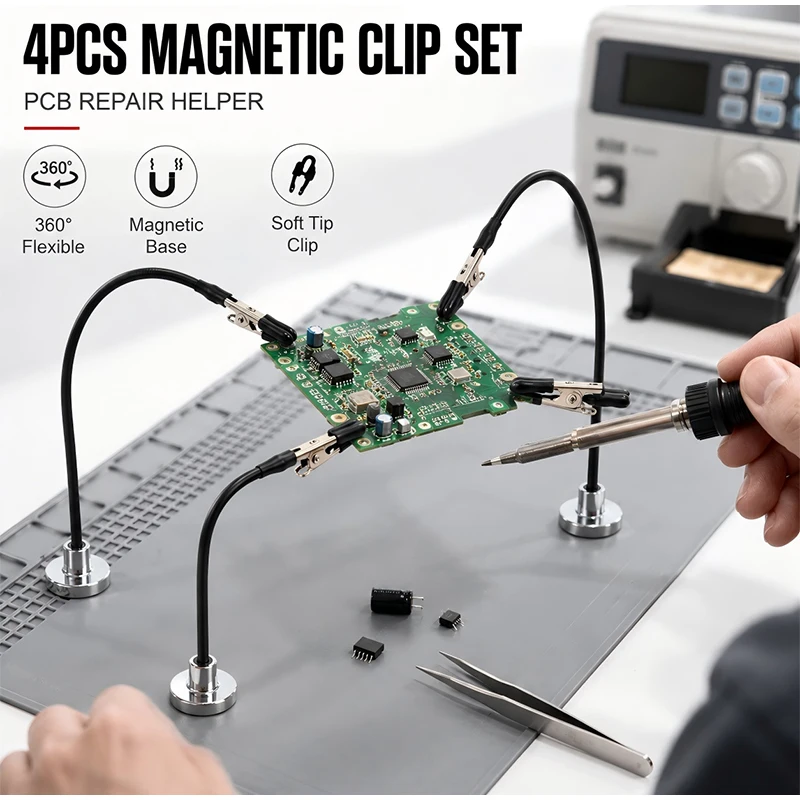 Magnetisches Löt-Dritthandwerkzeug Flexibler PCB-Halter mit Krokodilklemmen für Elektronik-Reparatur, Schweißen, DIY-Modellbau und Malerei – Detail 6
