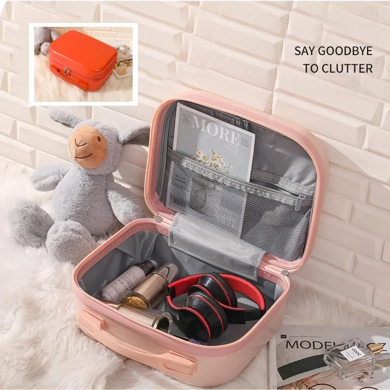 Mini Storage Carry-On Suitcase Cute And Portable Makeup Case Large Capacity Short Trip Bag Chic Women's 14-Inch Carry-On Luggage