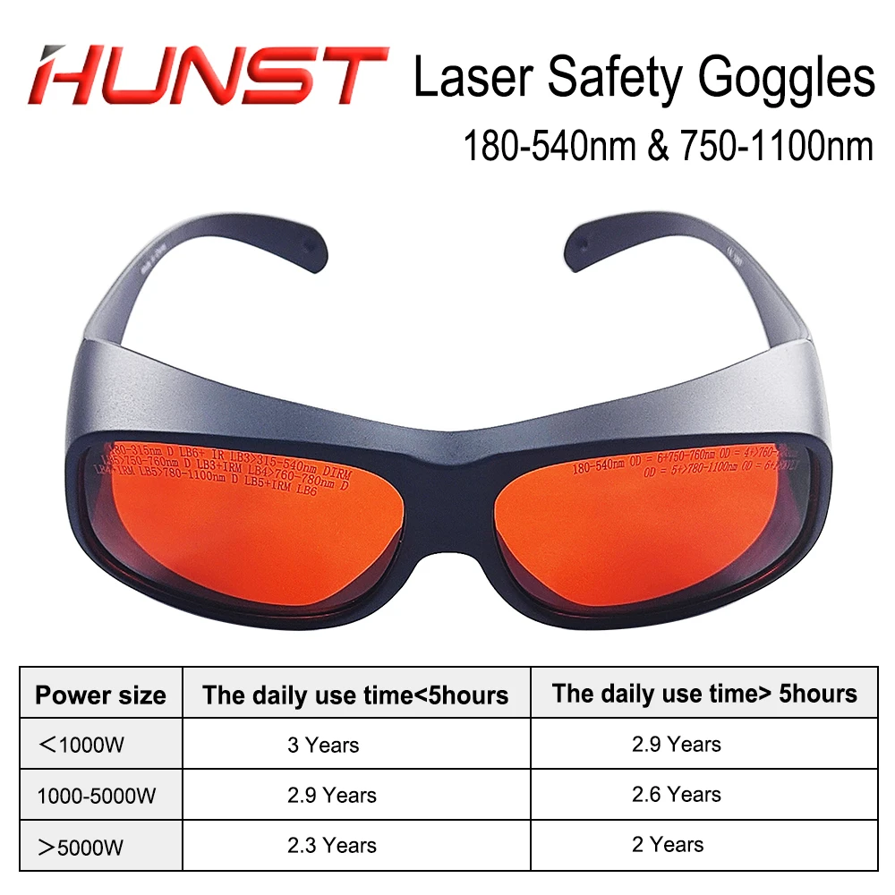 HUNST OD6+ UV Green Fiber Laser Safety Goggles Protective 355 & 532 & 1064nm Wavelength Glasses Shield Protection Eyewear.