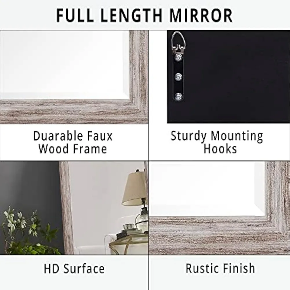 Mirror Full Length White Full Length Mirror Floor Mirror Standing  WORKS AS FREESTANDING OR WALL MOUNTED MODERN DESIGN