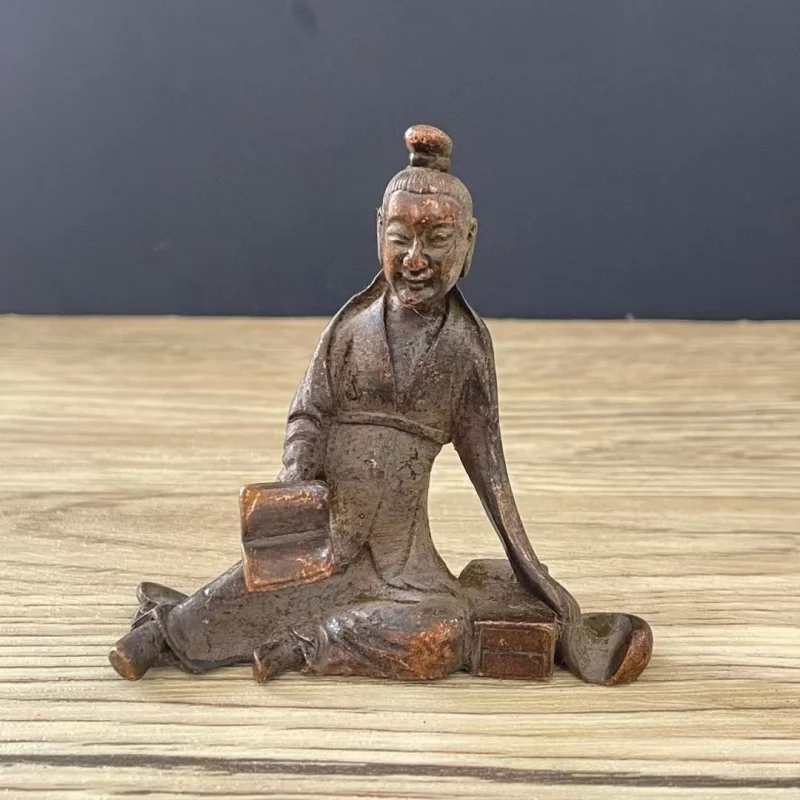 Alloy Copper Solid Confucius Reading and Meditating Tea Table Study Retro Decoration Small Statue Small Ornament