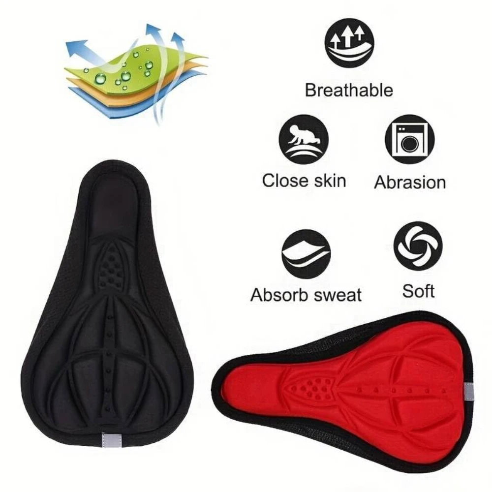 3D Soft Thickened Bicycle Seat Breathable Bicycle Saddle Seat Cover Comfortable Foam Seat Cushion Saddle for Bike Accessories image 2