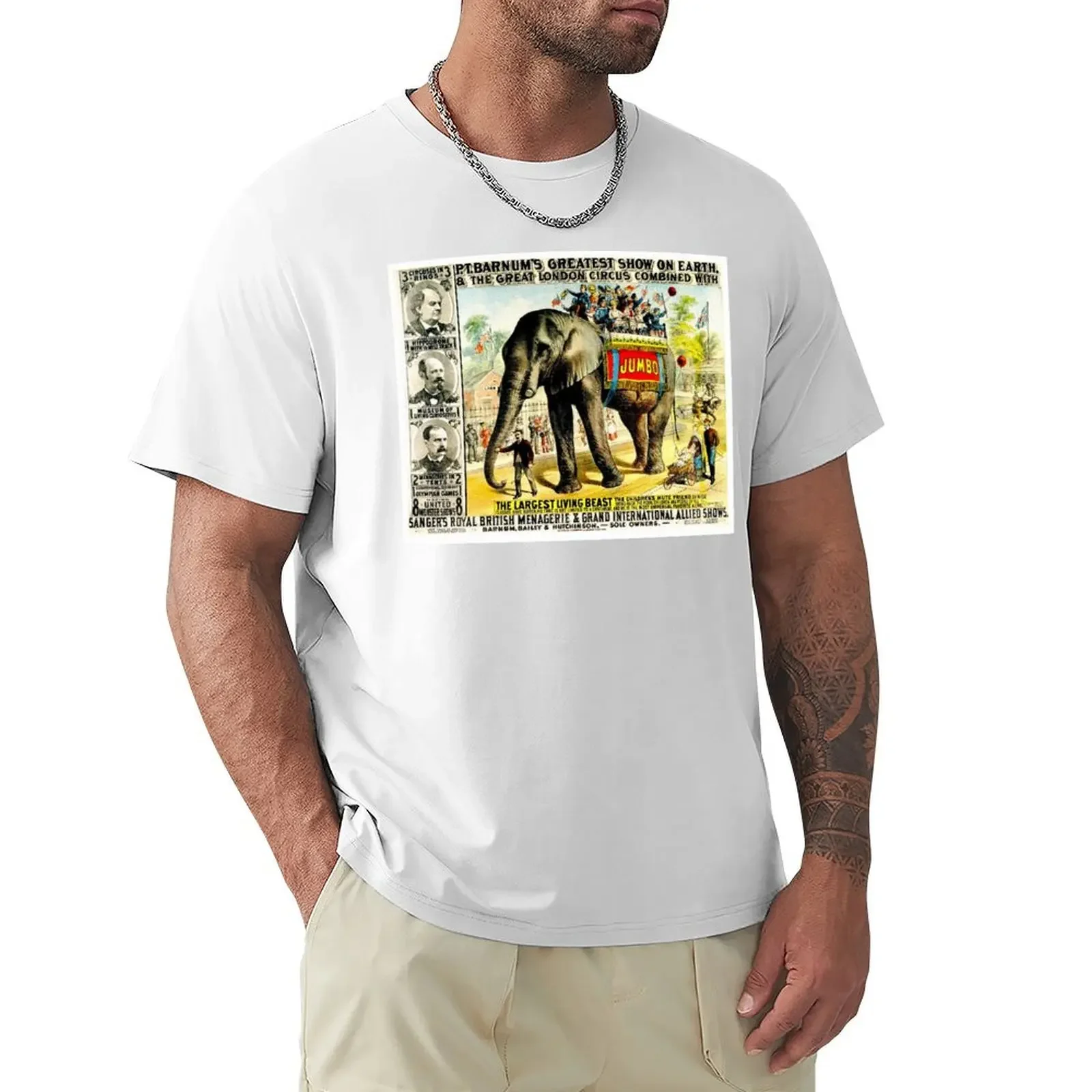 BARNUM : Vintage Jumbo Elephant Circus Advertising Print T-shirt plus sizes for a boy mens t shirt