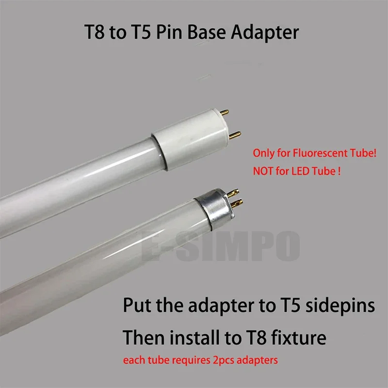 Imagem -04 - Fluorescente Tomada Adaptador Conversor Cfl Tubo de Luz Sline Pin Base Holder t8 a t5 G13 a g5 25 Pares 14w 28w 50 Pcs