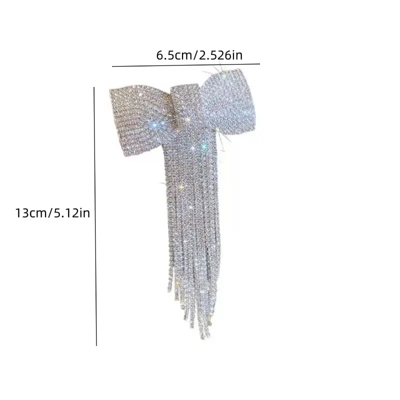 Jepit Rambut Pita Bertabur Batu Rhinestone Berkilau |   Jepit Rambut Rumbai |   Perhiasan Rambut Wanita untuk Pesta Malam dan Pernikahan