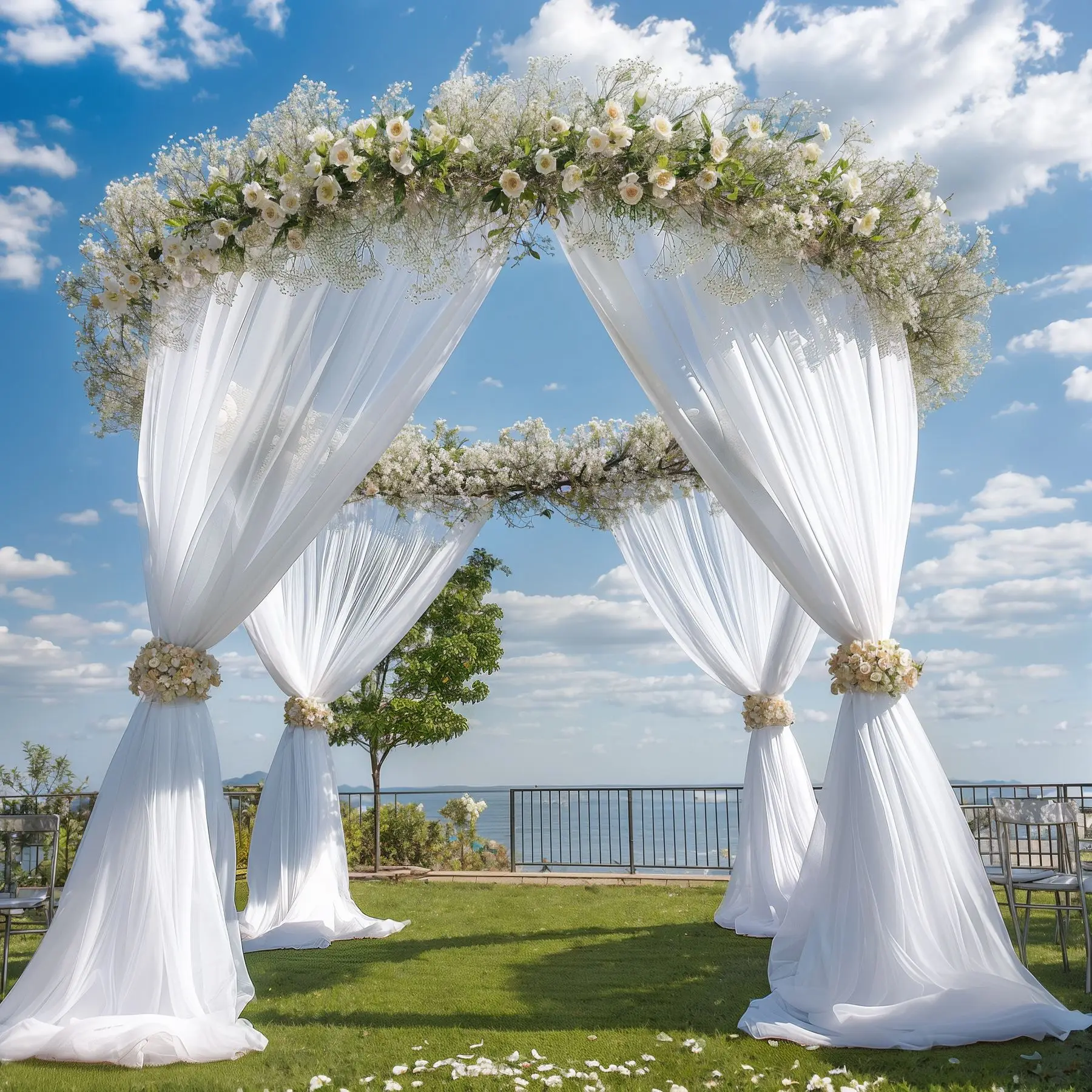 

Wedding Arch Draping Fabric Sheer Tulle Arbor Canopy Drapery for Wedding Ceremony Decoration Party Ceiling Backdrop Curtain Swag