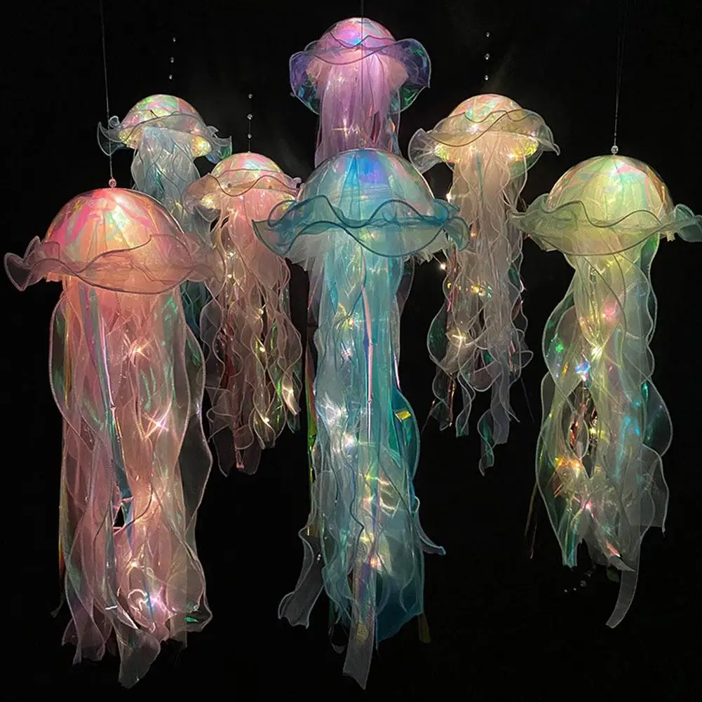 LED Hanging Jellyfish Night Light Color Gradient Glowing Ceiling Lamp Wedding Party Home Indoor Decoration Ornament 2027