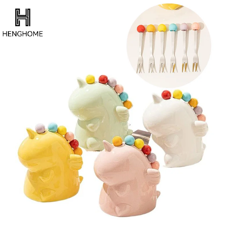 

New Creative Cute Stainless Steel Fruit Fork Cute Storage Set Fruit Fork Kitchen Storage Coffee Tea Dessert Fork Gift Set