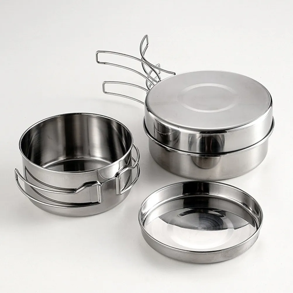 Outdoor Portable Cookware Stainless Steel Kit Camping Kitchen Equipment Cooking