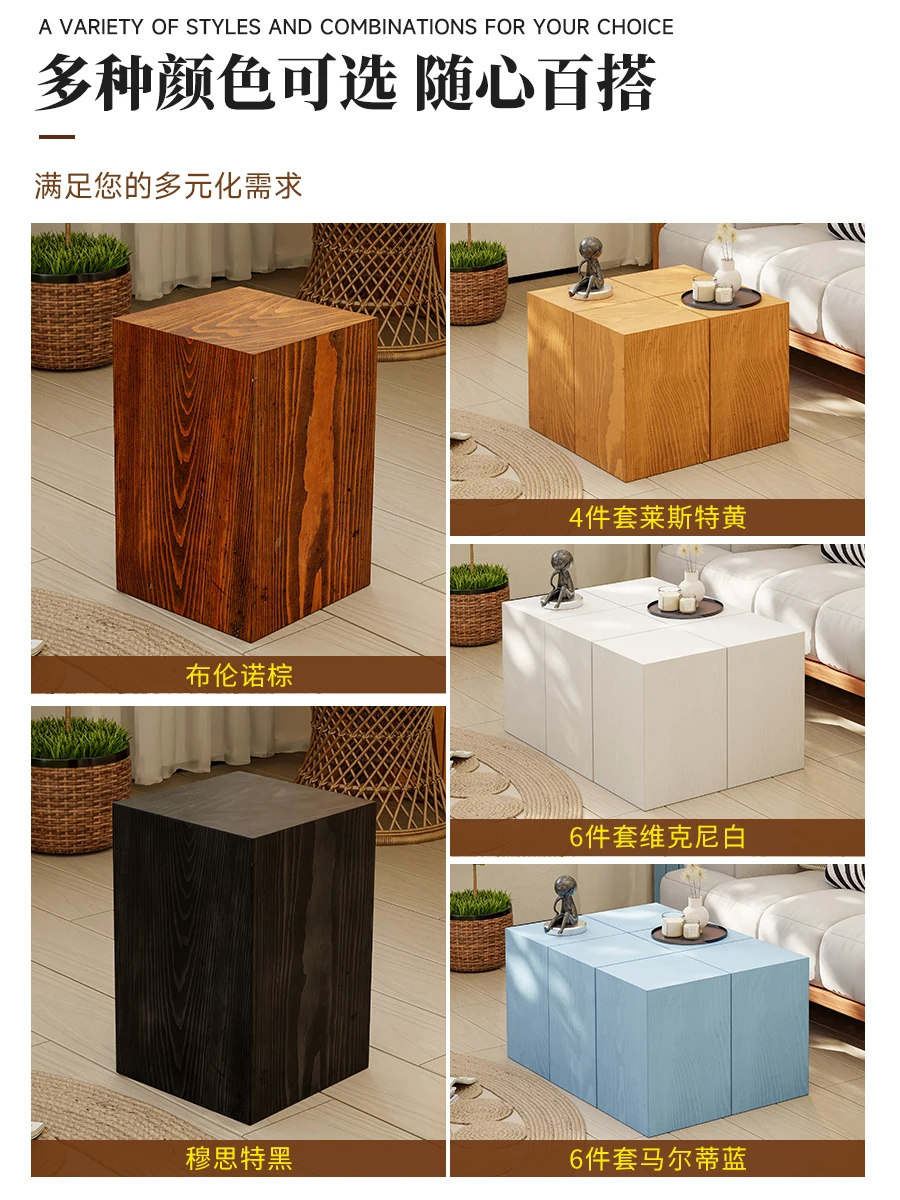 

Log pier coffee table solid wood edge table living room wabi sandy wind root carving ornament