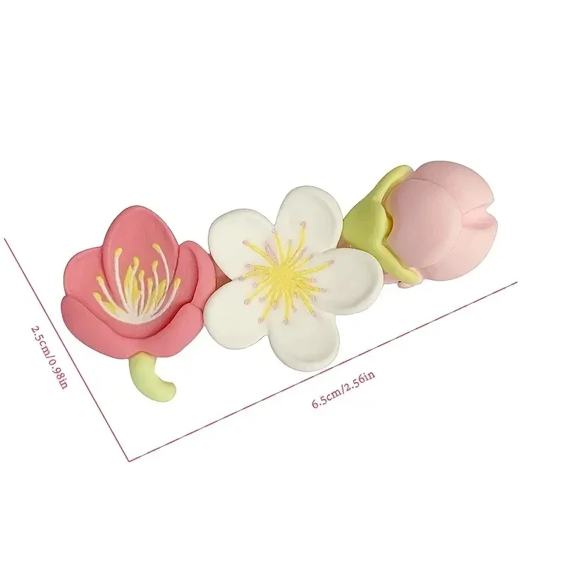 Pince à cheveux fleur de pêche rose, barrettes créatives sans frange, épingles à cheveux latérales de canard coordonnantes, accessoires pour cheveux