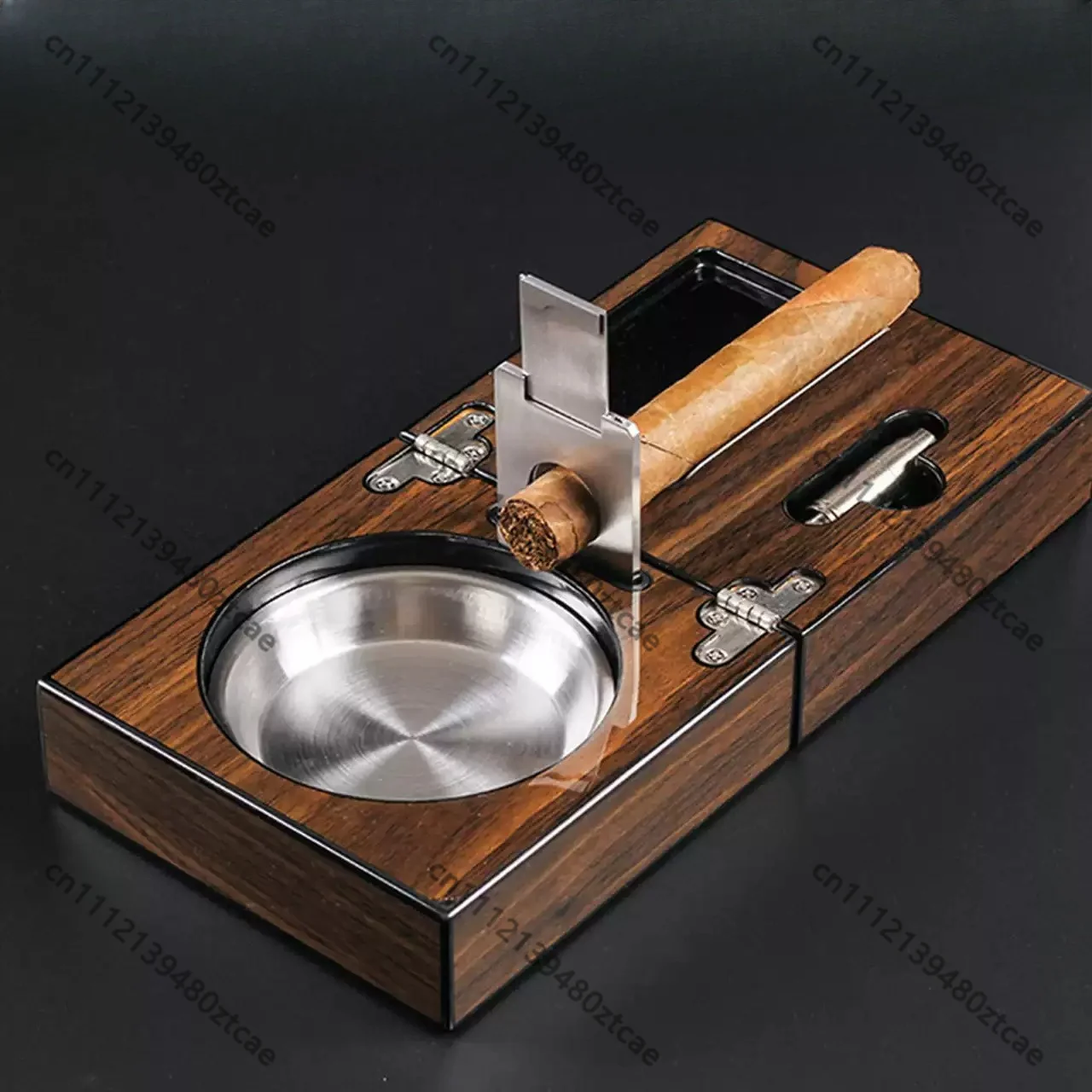 Creative Solid‑wood Portable Cigar Accessory Set Including Ashtray Cutter Opener And Cigar Holder Household Cigar