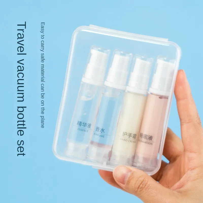 

5/10ml 3/4Pcs Travel Sub-Bottling Set AS Vacuum Spray Lotion Cosmetic Empty Refillable Bottle Portable Travel Kit for Plane