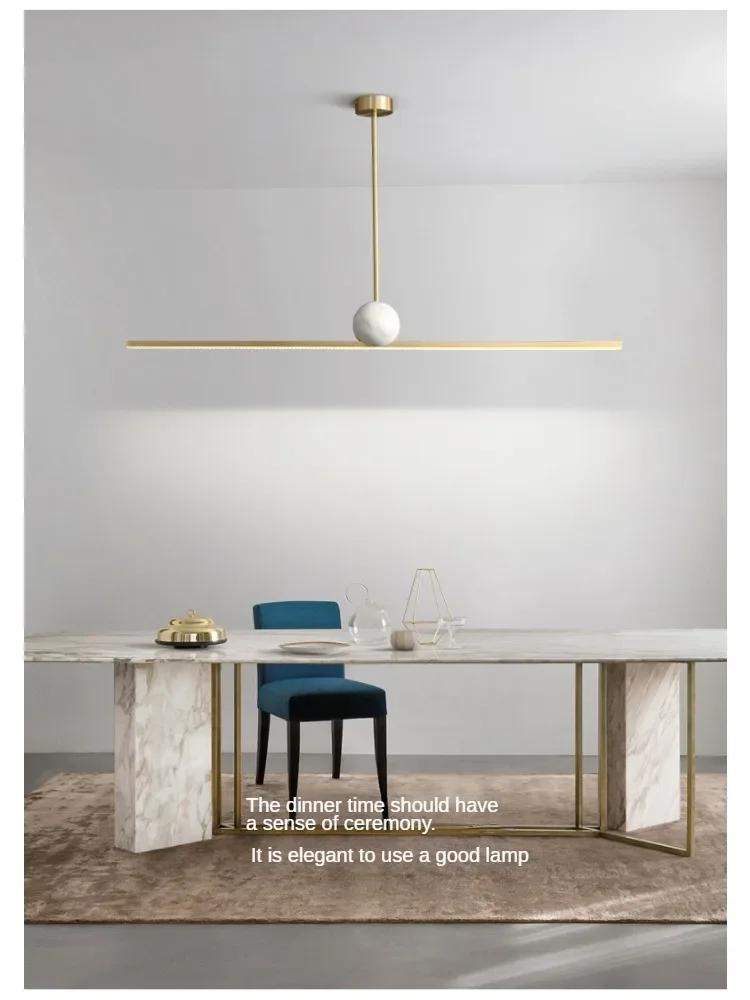 

New Italian minimalist restaurant main lamp Nordic word long chandelier light luxury high-end marble table bar table lamp