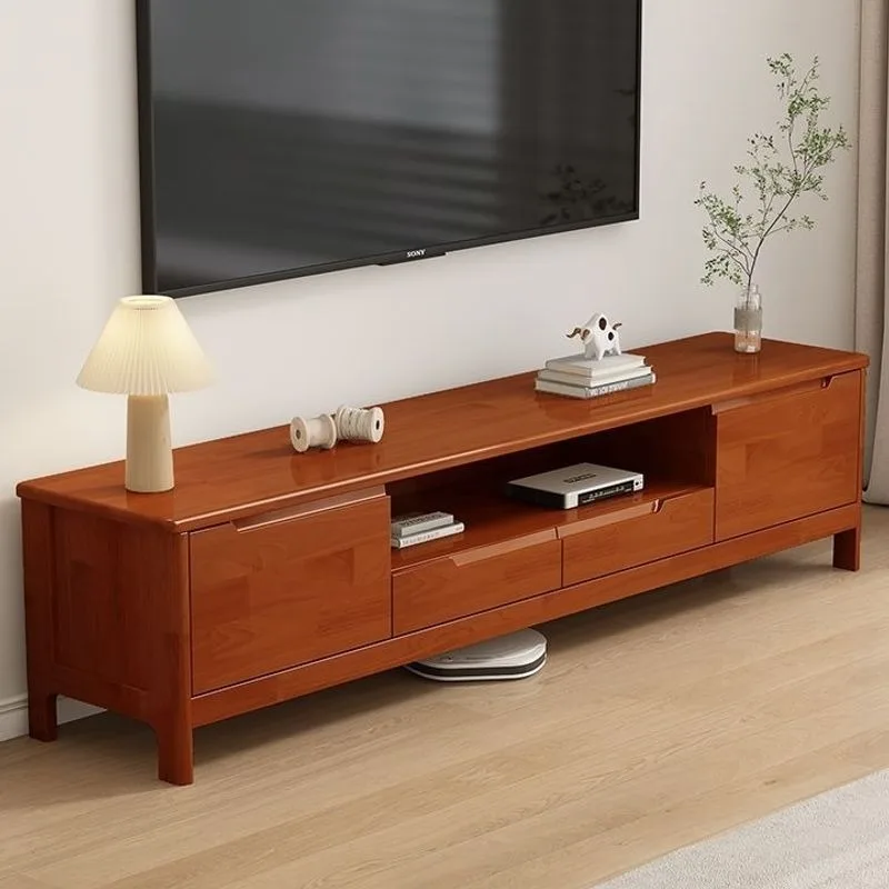 Solid Wood TV Cabinet Coffee Table Combination Modern Simple Home Living Room Small Multi-size Storage Cabinet Floor